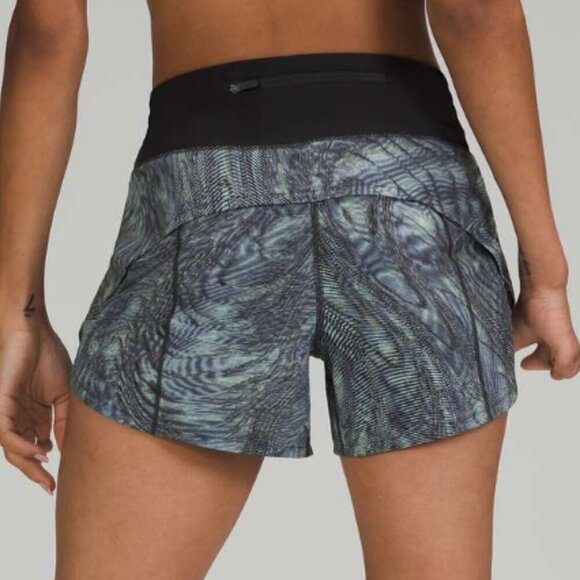 Lululemon Speed Up Mid-Rise Short 4" Dimensional Icing Blue Multi / Black - Picture 6 of 6